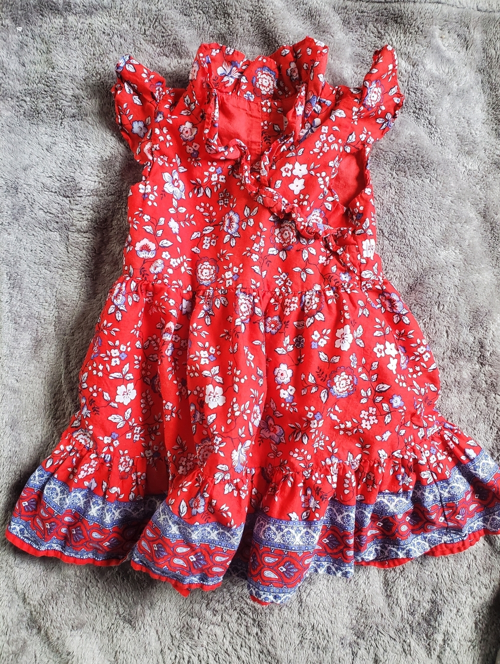 Janie and Jack Girls Floral Ruffle Trim Dress Size 3